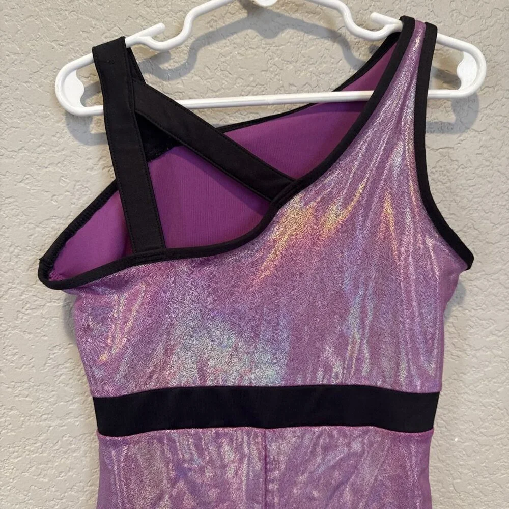 Justice Girls Leotard Size 10 Shimmer Design Purple Shorts Sparkle Gymnastics